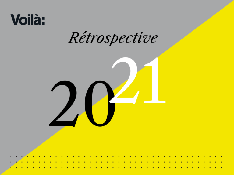 Voilà: rétrospective 2021 sur un fond gris et jaune.
