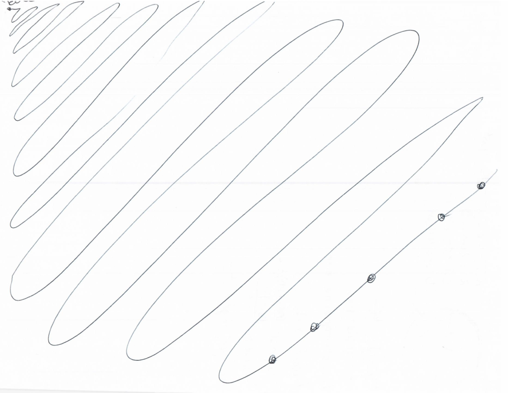 Sketches of possible wave-shaped representations of the timeline.