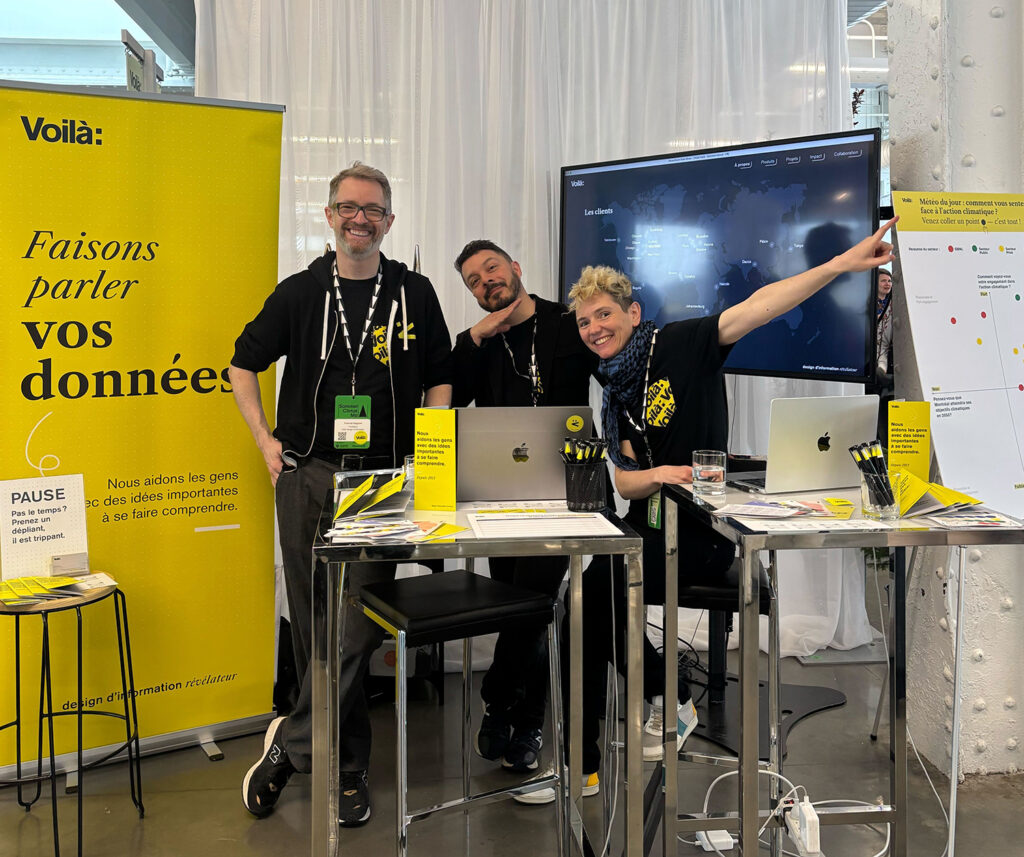 Photo of the smiling team at the Montreal Climate Summit booth.